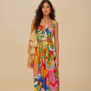 FarmRio NWT Multicolor Summer Picnic Midi Dress - Size M